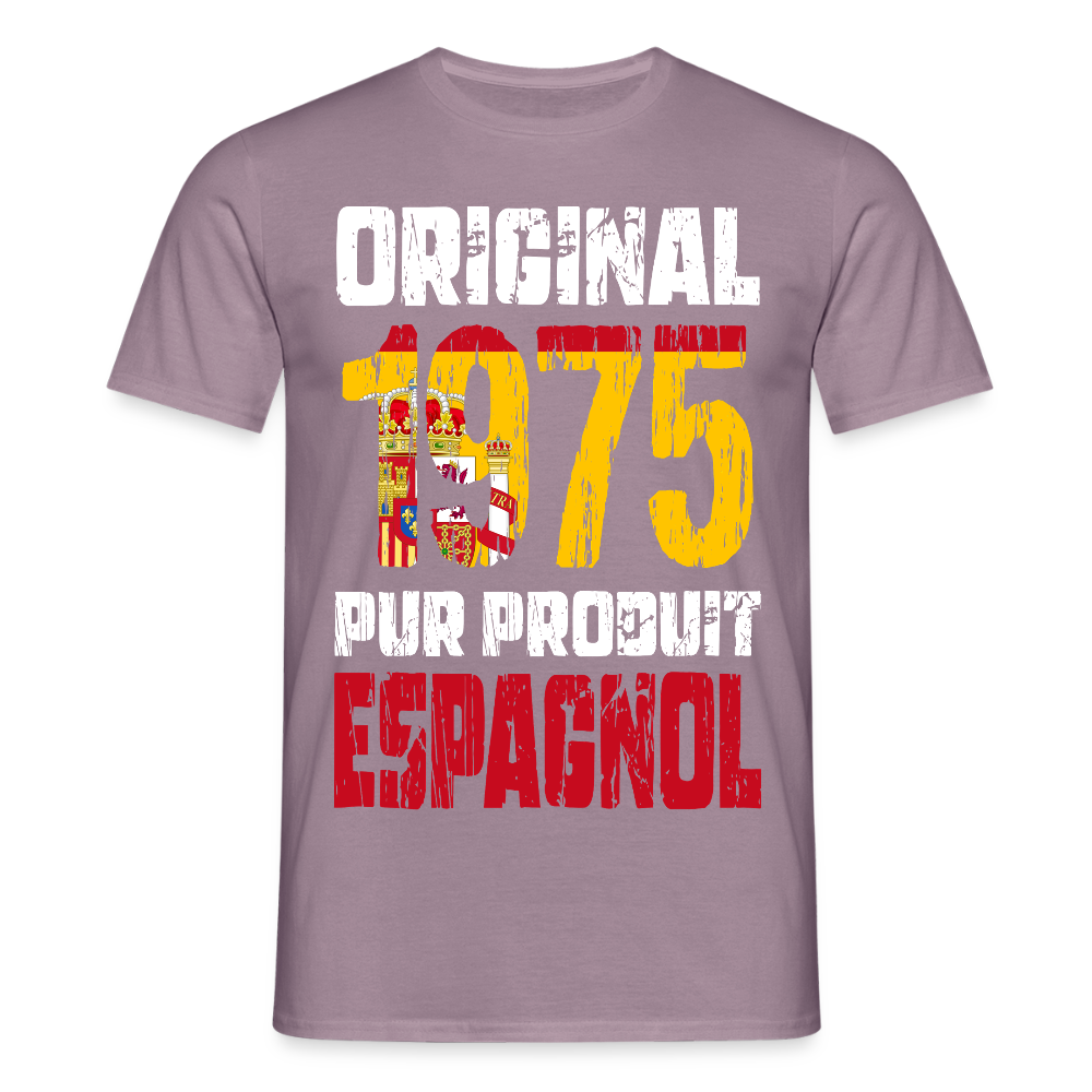 T-shirt Homme - Anniversaire 50 Ans - Original 1975 - Pur produit Espagnol - mauve gris