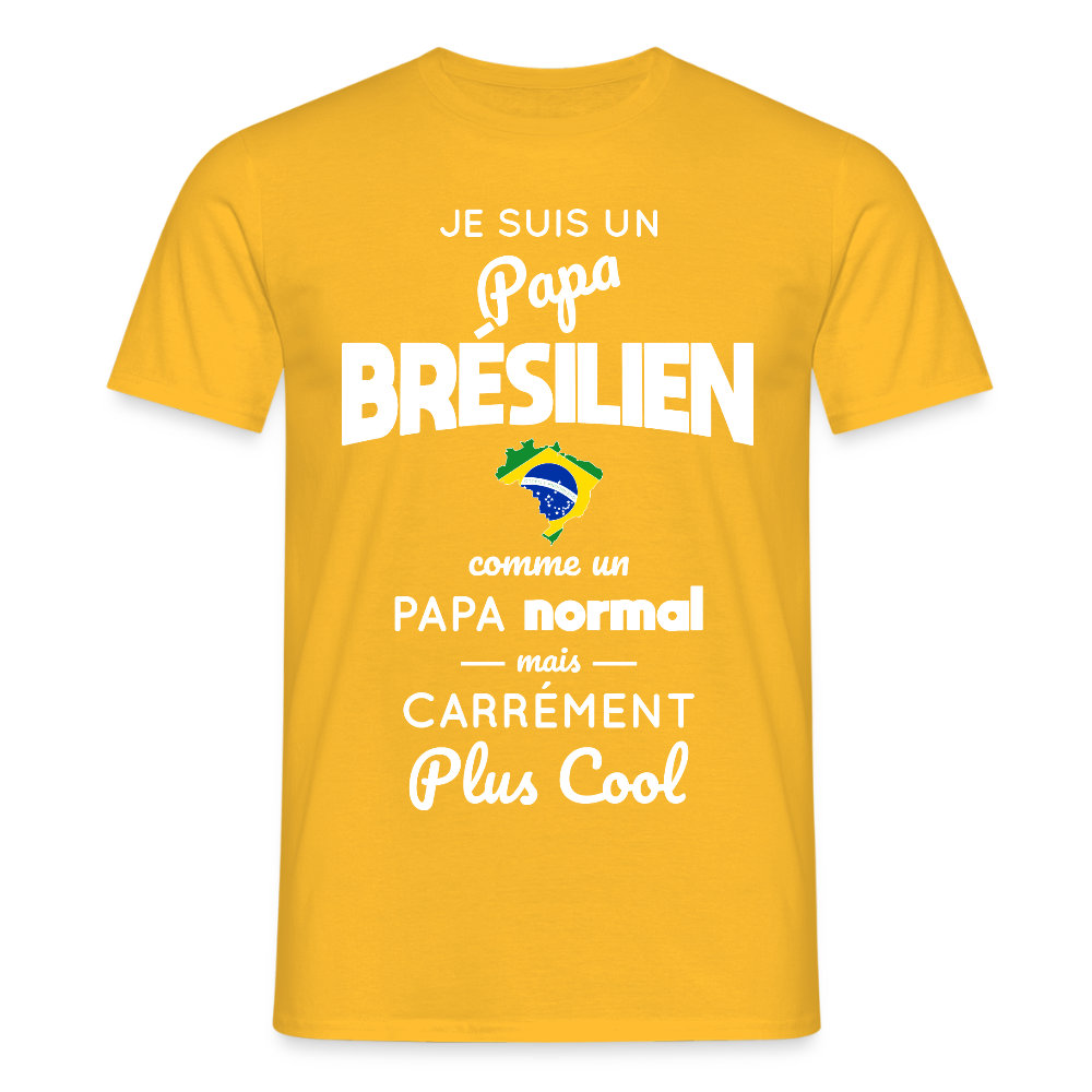 T-shirt Homme - Papa Brésilien Plus Cool - jaune