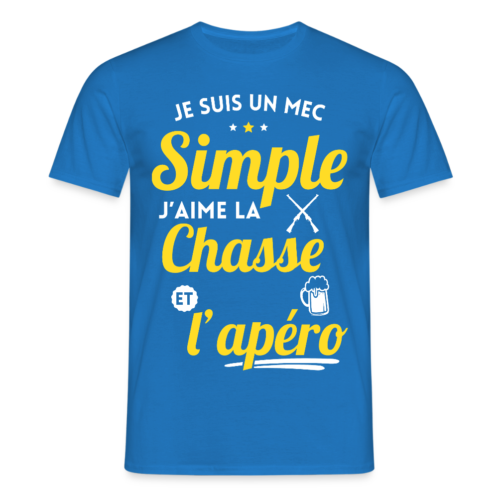 T-shirt Homme - J'aime la chasse et l'apéro - bleu royal