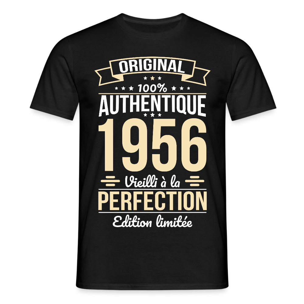 T-shirt anniversaire homme 70 ans – Original 1956 - noir