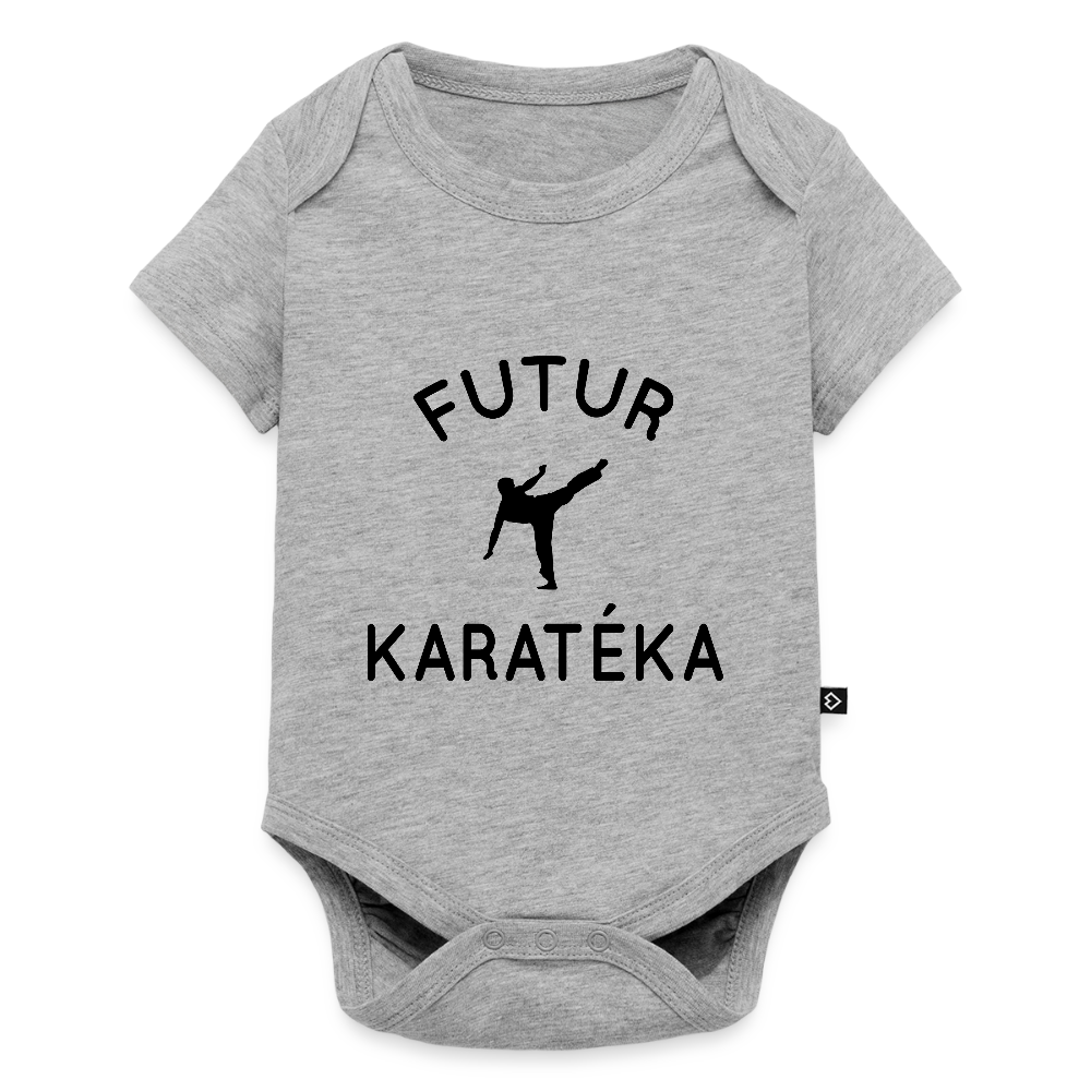 Body Bébé bio manches courtes - Futur karatéka - gris chiné