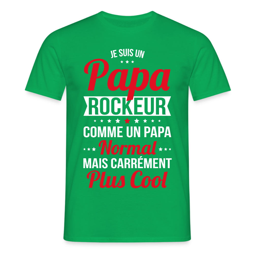 T-shirt Homme - Papa rockeur plus cool - vert