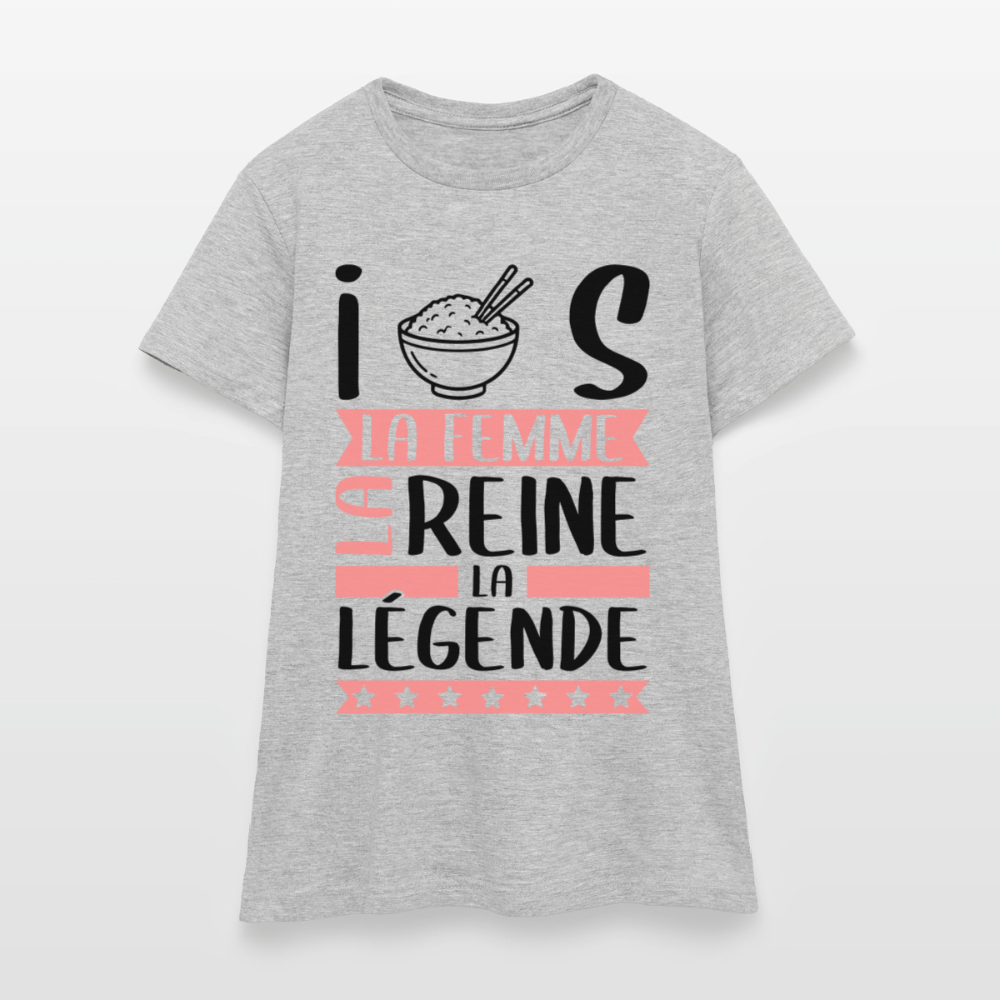 T-shirt femme coloris clair Iris rébus – La femme, la reine, la légende - gris chiné