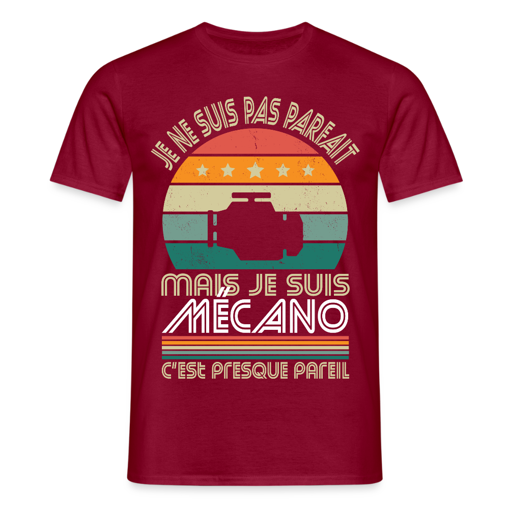 T-shirt Homme - Je ne suis pas parfait mais je suis Mécano - rouge brique