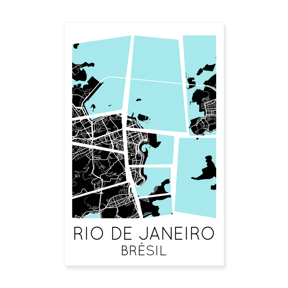 Poster Rio de Janeiro - Plan Rio de Janeiro - 20 x 30 cm - blanc