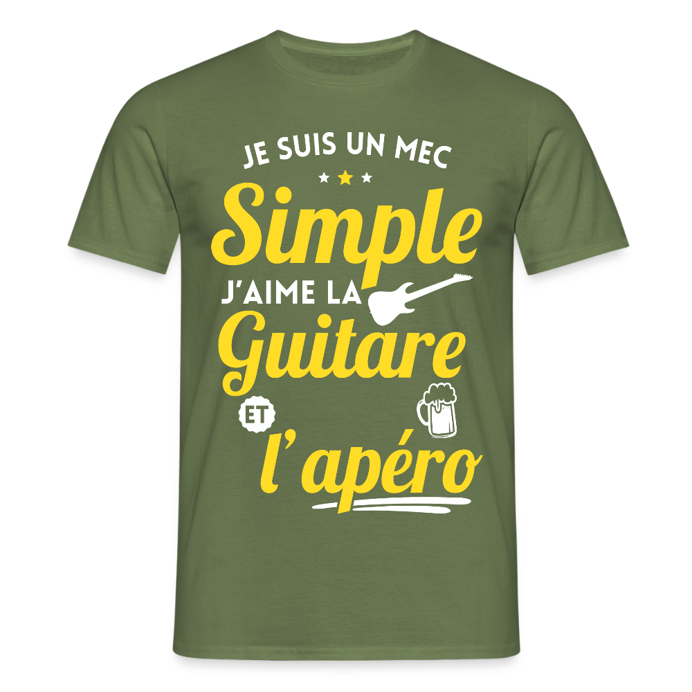 T-shirt Homme - J'aime la guitare et l'apéro - vert militaire