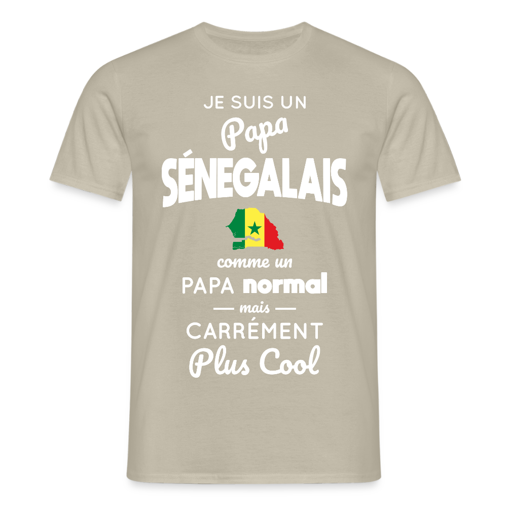 T-shirt Homme - Papa Sénégalais Plus Cool - beige sable