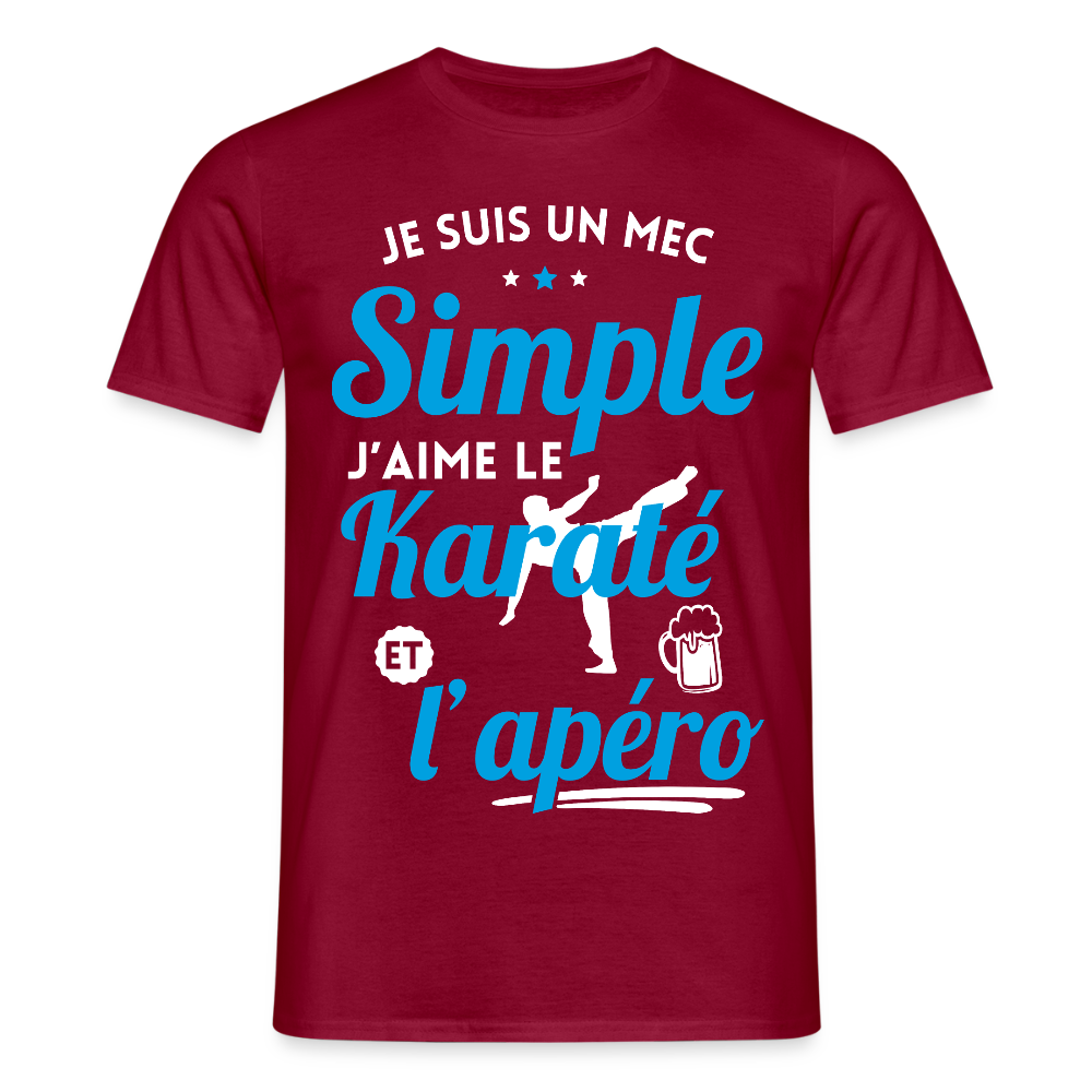 T-shirt Homme - J'aime le karaté et l'apéro - rouge brique