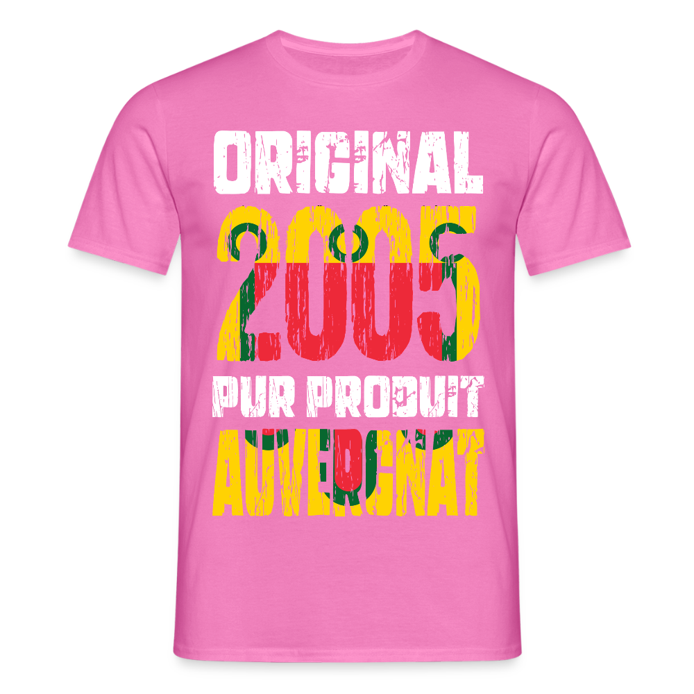 T-shirt Homme - Anniversaire 20 Ans - Original 2005 - Pur produit Auvergnat - rose