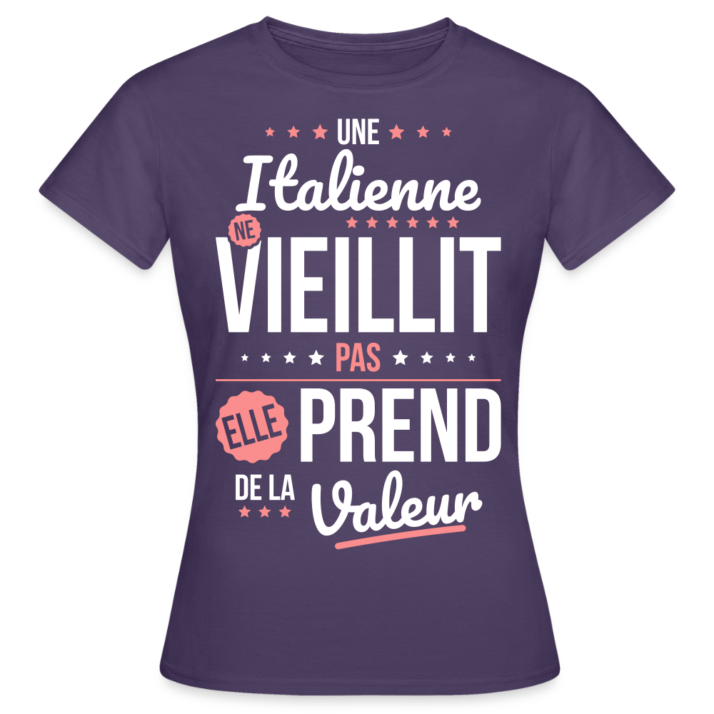 T-shirt Femme - Une Italienne ne vieillit pas - violet foncé