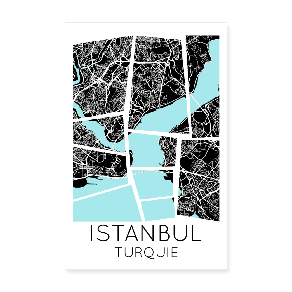 Poster Istanbul - Plan Istanbul - 20 x 30 cm - blanc