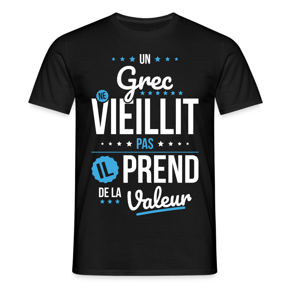 T-shirt Homme - Un Grec ne vieillit pas - noir