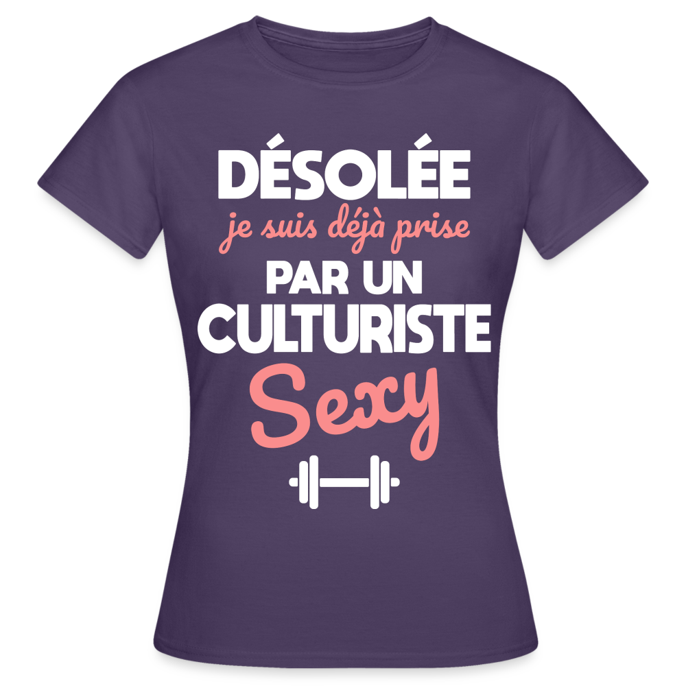 T-shirt Femme - Je suis prise par un culturiste sexy - violet foncé