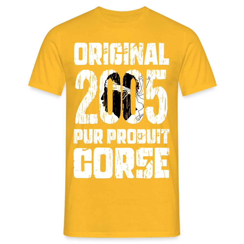 T-shirt Homme - Anniversaire 20 Ans - Original 2005 - Pur produit Corse - jaune