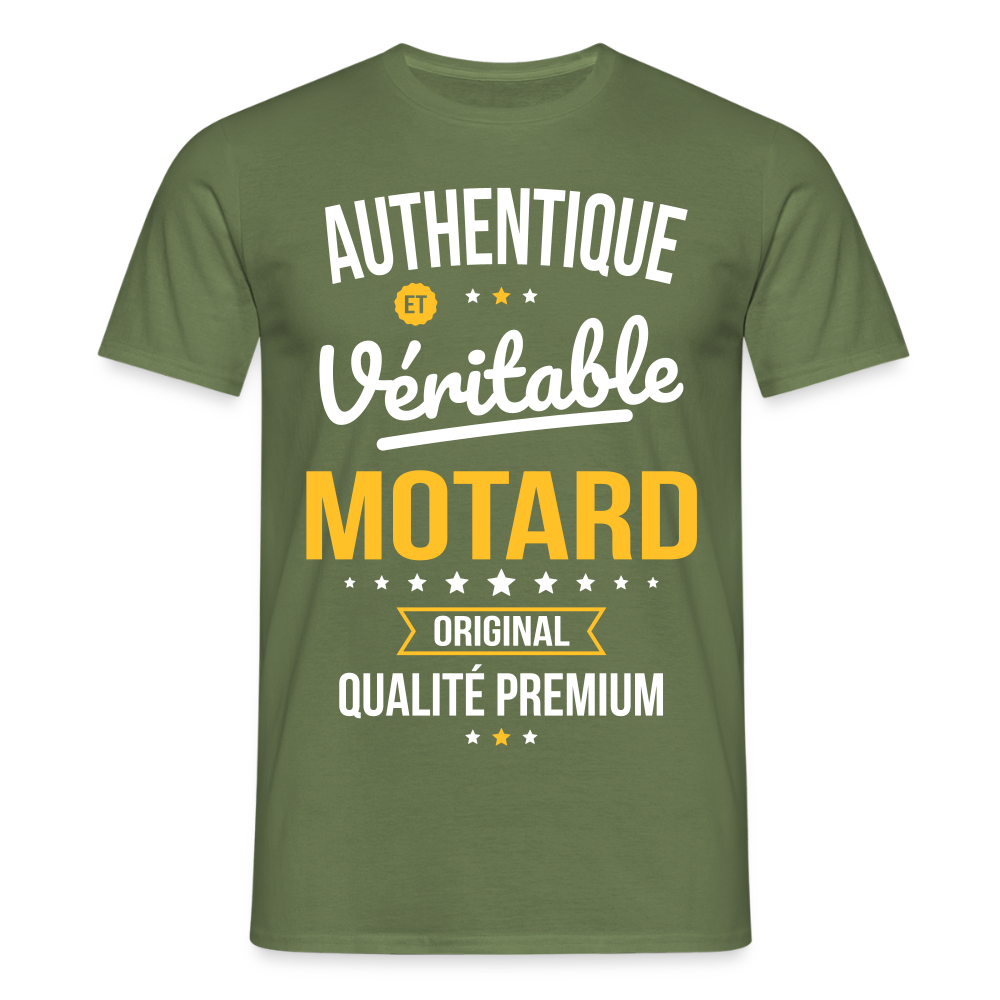 T-shirt Homme - Authentique et véritable Motard - vert militaire