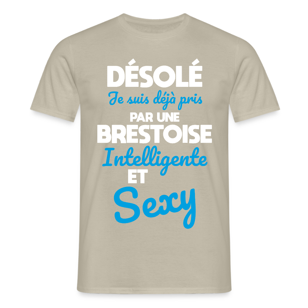 T-shirt Homme - Je suis déjà pris par une Brestoise intelligente et sexy - beige sable