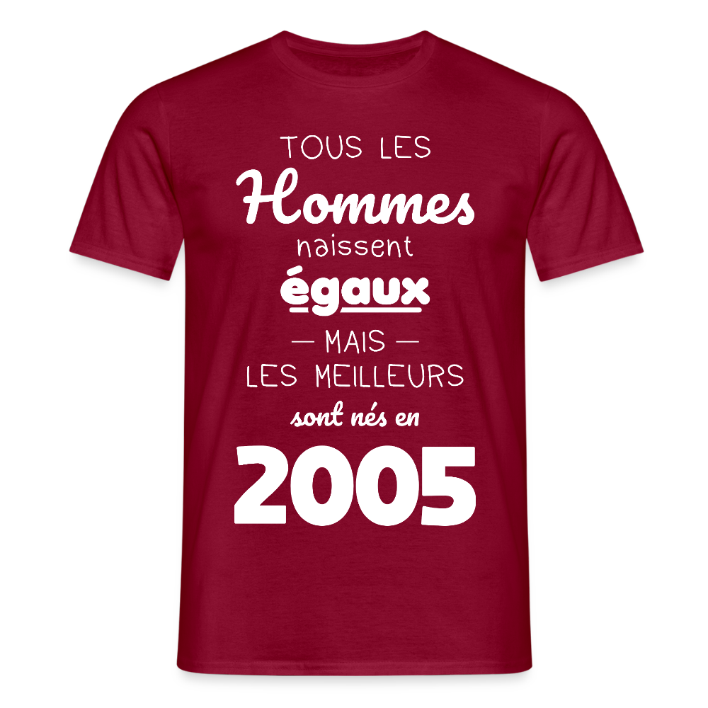 T-shirt Homme - Anniversaire 20 Ans - Les meilleurs sont nés en 2005 - rouge brique