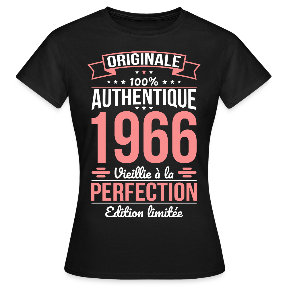 T-shirt anniversaire femme 60 ans – Originale 1966 - noir
