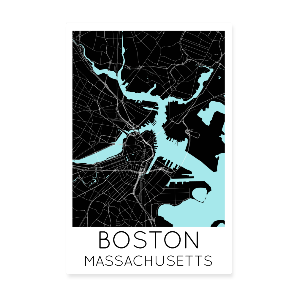 Poster Boston - Plan Boston - 20 x 30 cm - blanc