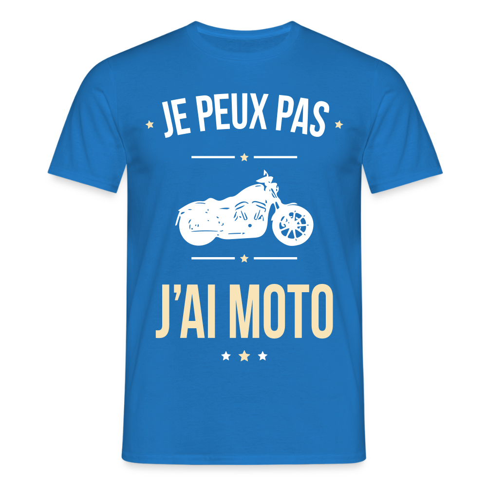 T-shirt Homme - Je peux pas j'ai Moto - bleu royal