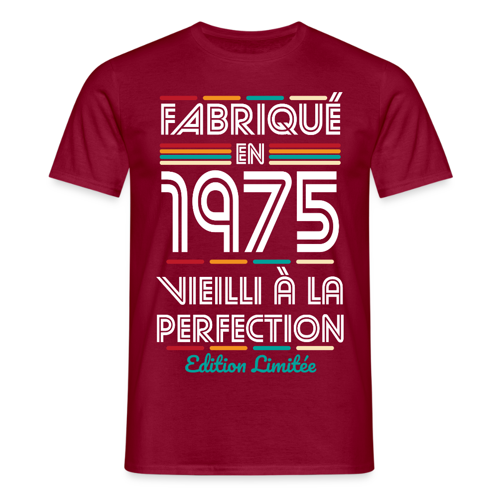 T-shirt Homme - Anniversaire 50 Ans - Fabriqué en 1975 - rouge brique