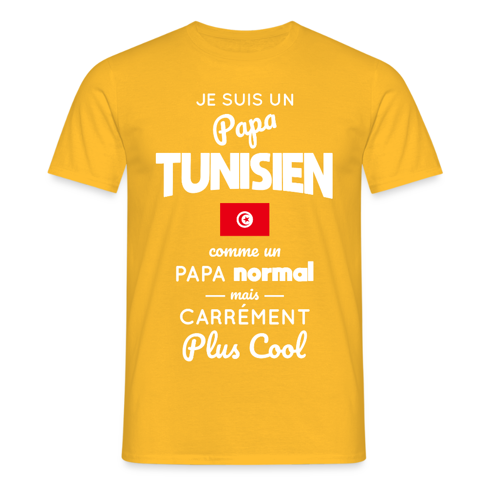 T-shirt Homme - Papa Tunisien Plus Cool - jaune