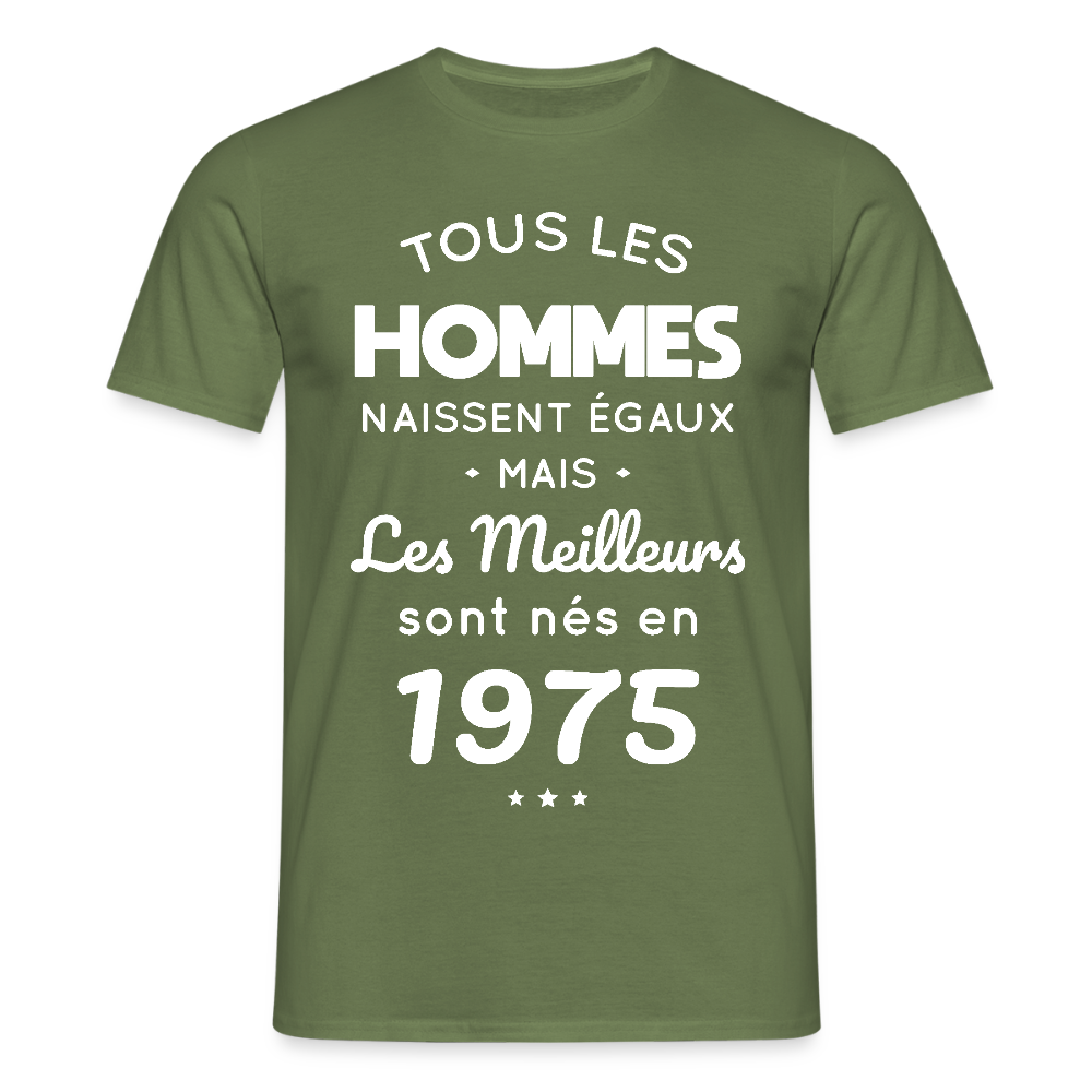 T-shirt Homme - Anniversaire 50 Ans - Les meilleurs sont nés en 1975 - vert militaire