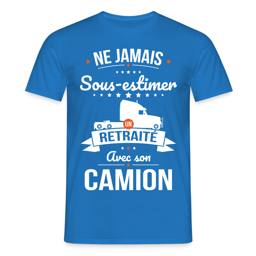 T-shirt Homme - Ne jamais sous-estimer un retraité avec son camion - bleu royal