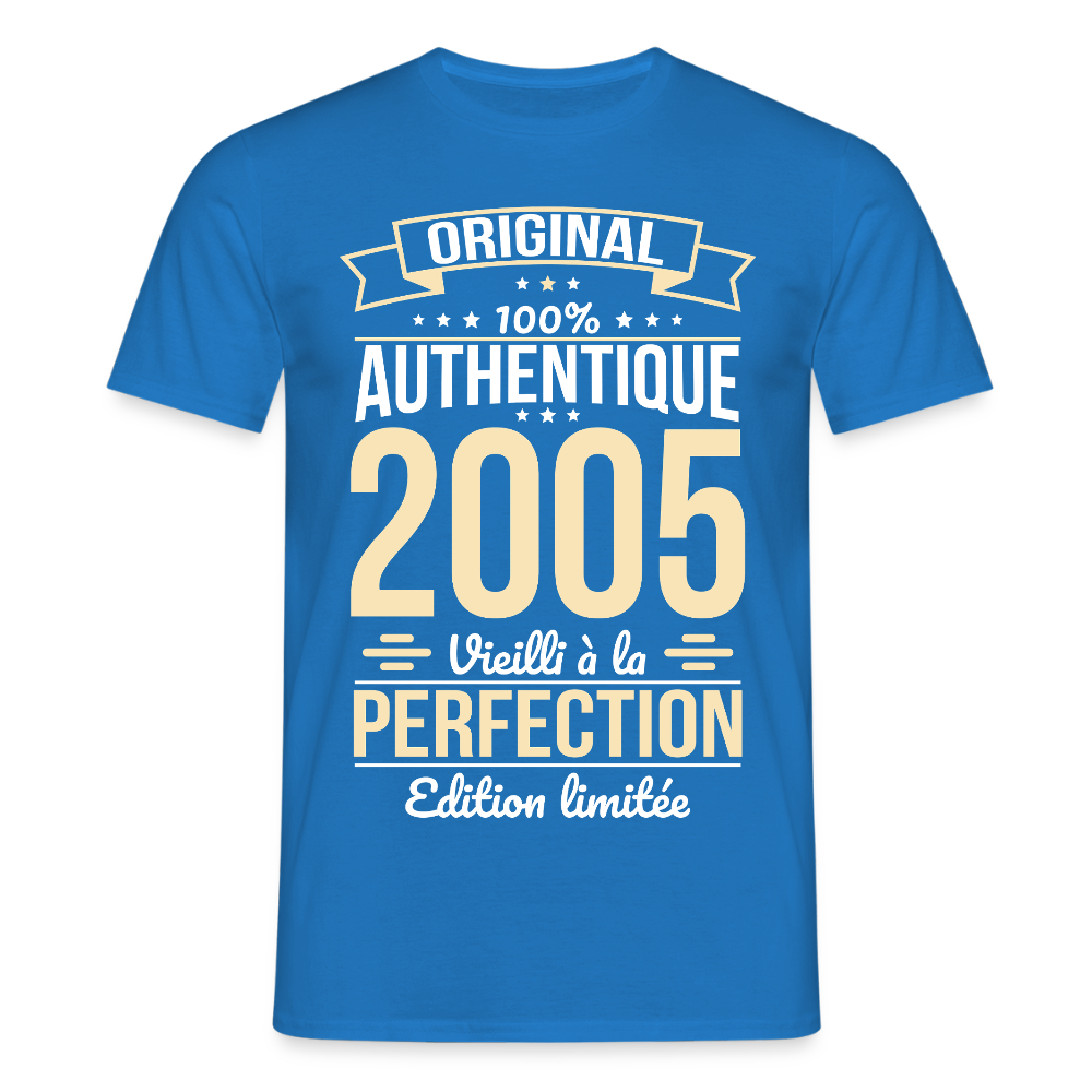 T-shirt Homme - Anniversaire 20 Ans - Original 2005 - bleu royal