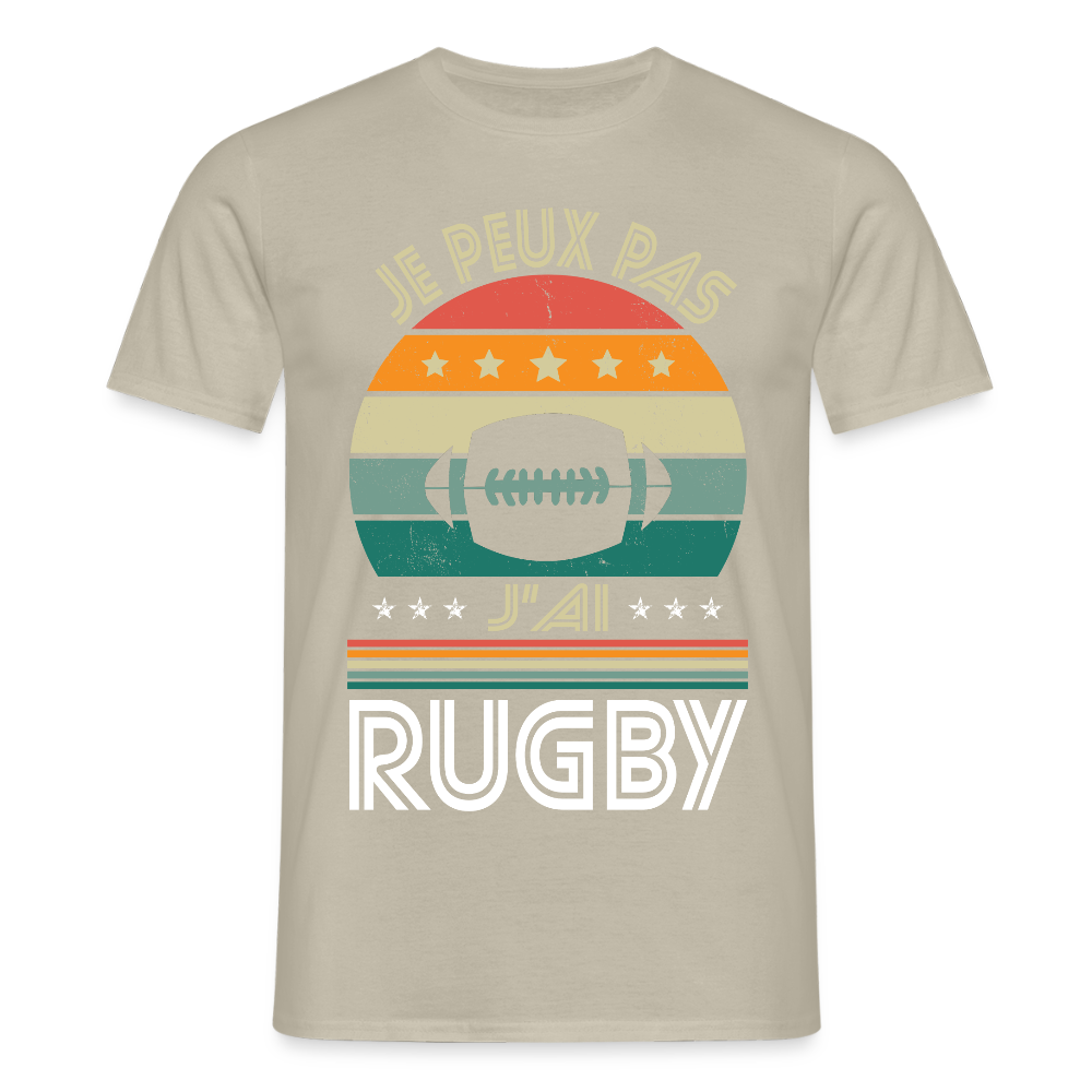 T-shirt Homme - Je peux pas j'ai Rugby - beige sable