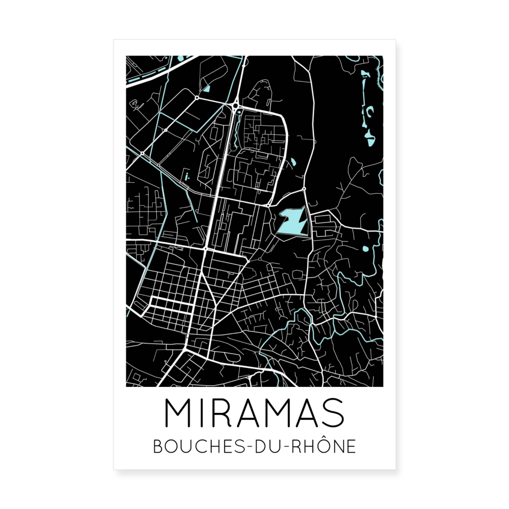 Poster Miramas - Plan Miramas - 20 x 30 cm - blanc