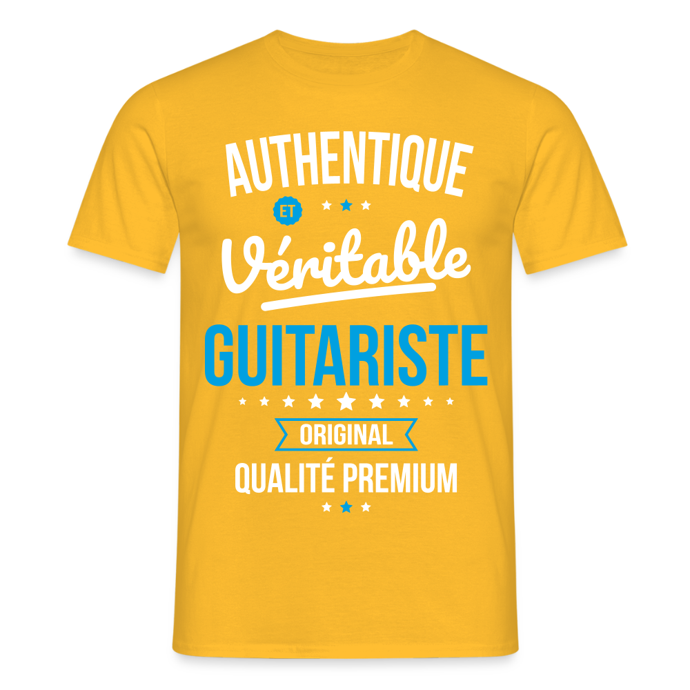 T-shirt Homme - Authentique et véritable Guitariste - jaune