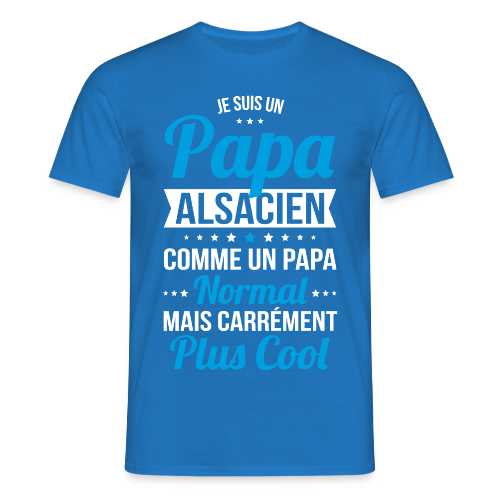 T-shirt Homme - Papa Alsacien Plus Cool - bleu royal