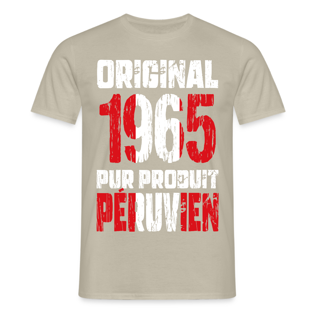T-shirt Homme - Anniversaire 60 Ans - Original 1965 - Pur produit Péruvien - beige sable