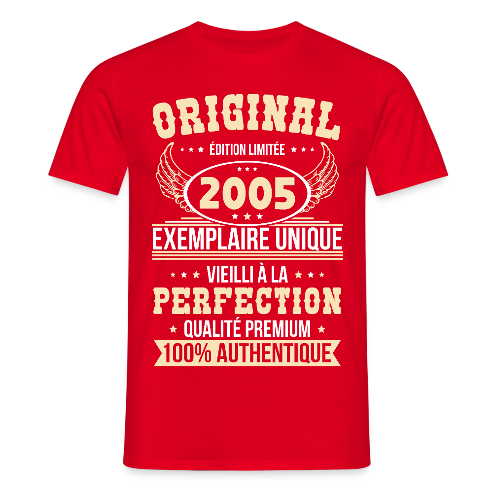 T-shirt Homme - Anniversaire 20 Ans - Original 2005 - rouge