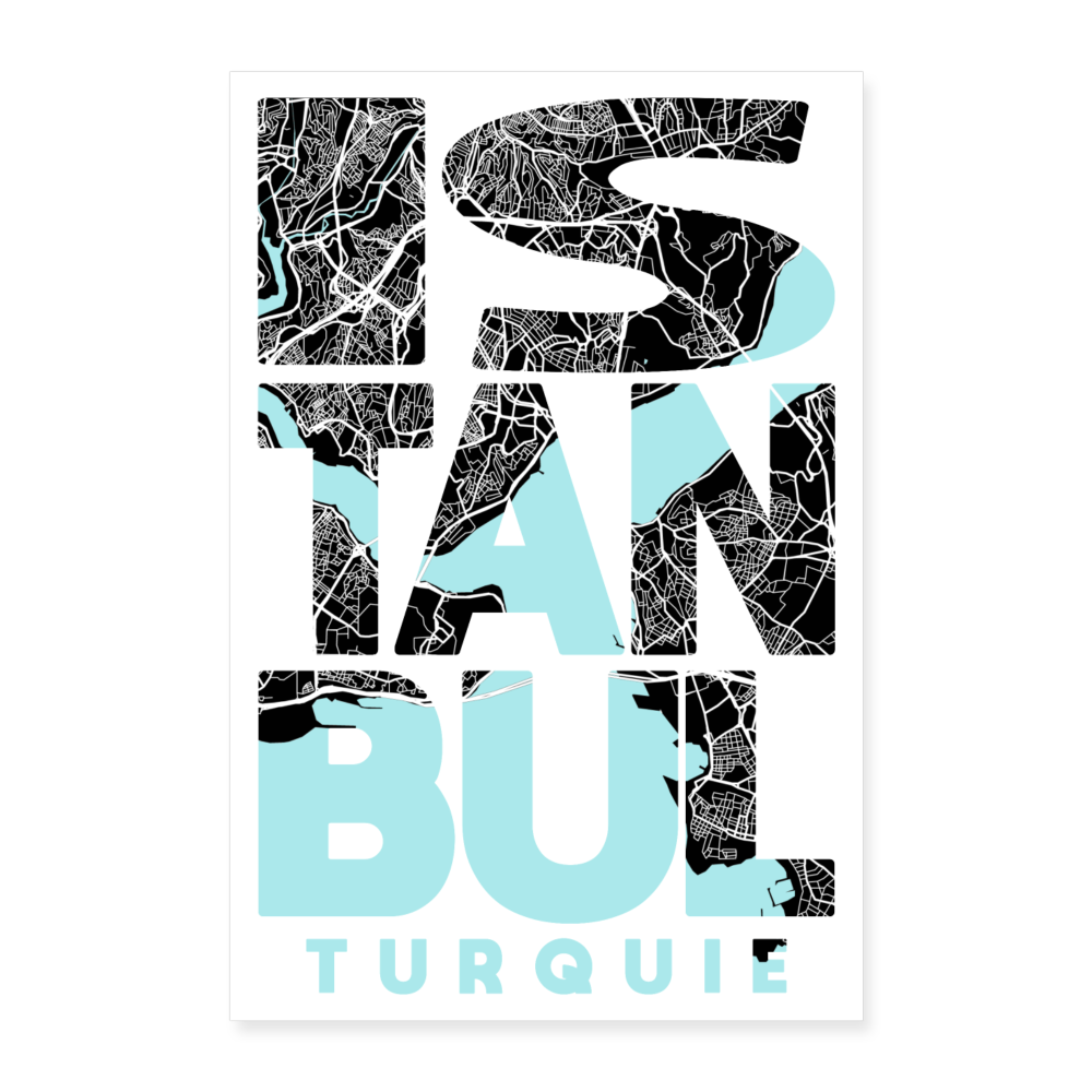 Poster Istanbul - Plan Istanbul - 40 x 60 cm - blanc