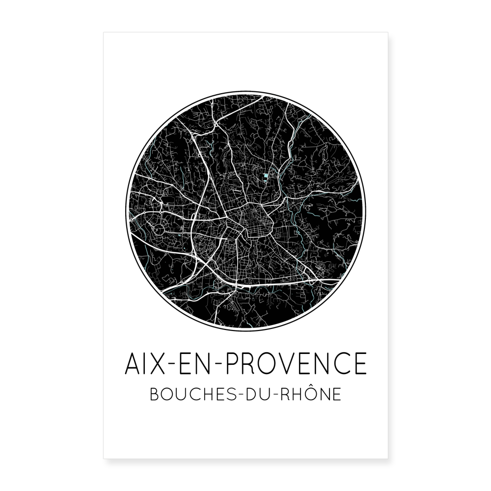 Poster Aix-en-Provence - Plan Aix-en-Provence - 40 x 60 cm - blanc