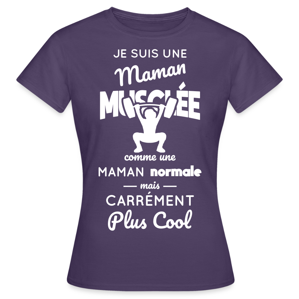 T-shirt Femme - Maman musclée plus cool - violet foncé