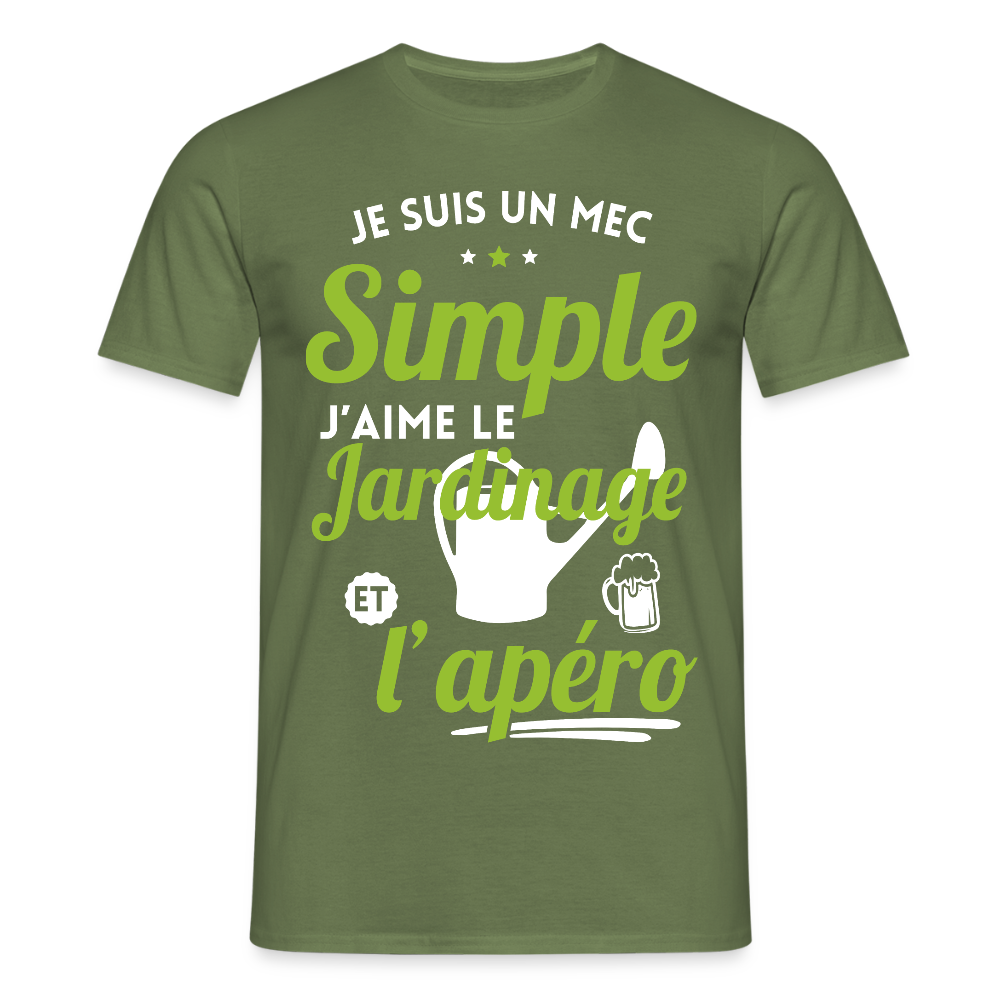 T-shirt Homme - J'aime le jardinage et l'apéro - vert militaire