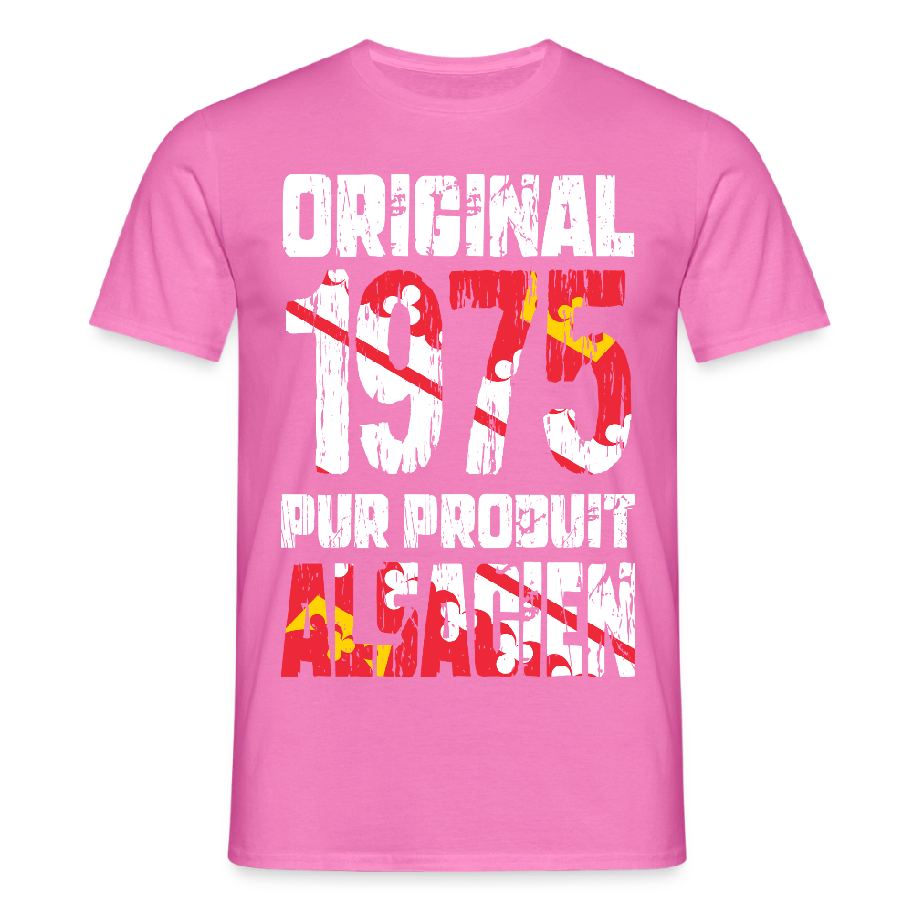 T-shirt Homme - Anniversaire 50 Ans - Original 1975 - Pur produit Alsacien - rose