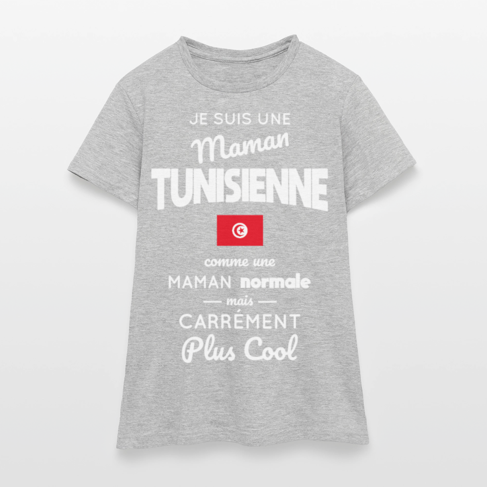 T-shirt Femme - Maman Tunisienne plus cool - gris chiné
