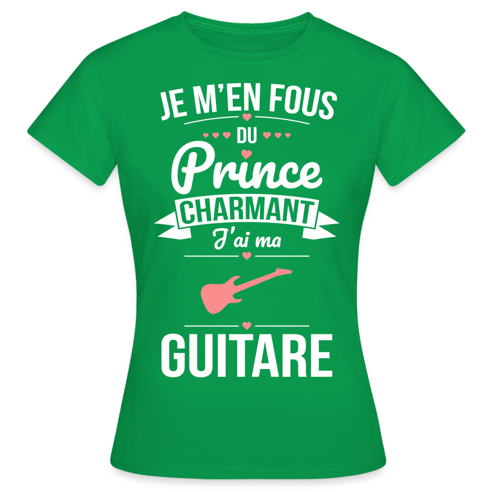 T-shirt Femme - Je m'en fous du prince charmant j'ai ma guitare - vert