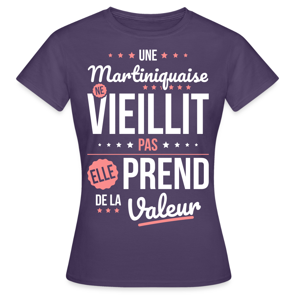 T-shirt Femme - Une Martiniquaise ne vieillit pas - violet foncé