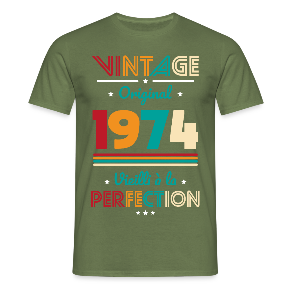 T-shirt Homme - Anniversaire 51 Ans - Vintage Original 1974 - vert militaire