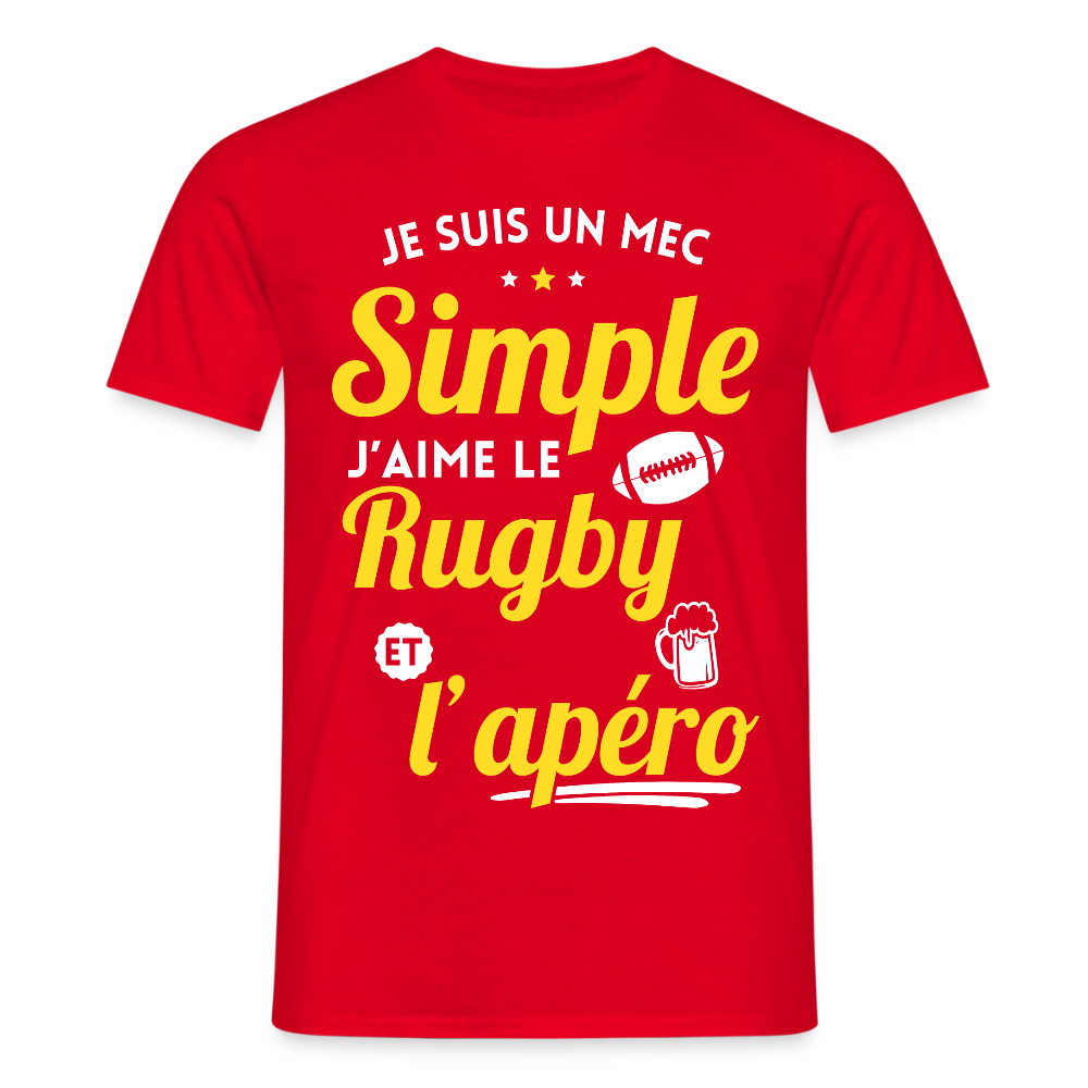 T-shirt Homme - J'aime le rugby et l'apéro - rouge