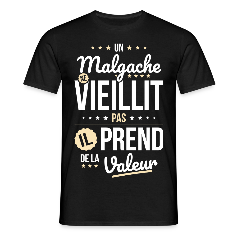 T-shirt Homme - Un Malgache ne vieillit pas - noir