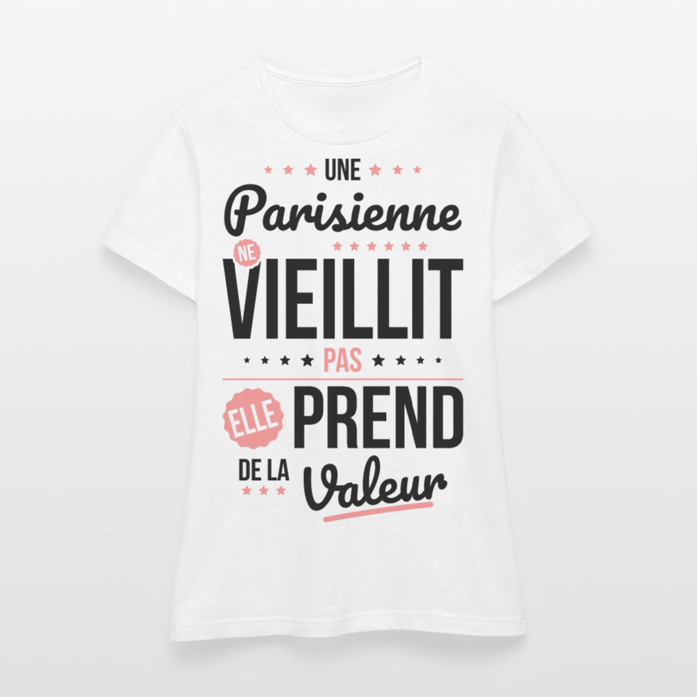 T-shirt Femme - Une Parisienne ne vieillit pas - blanc