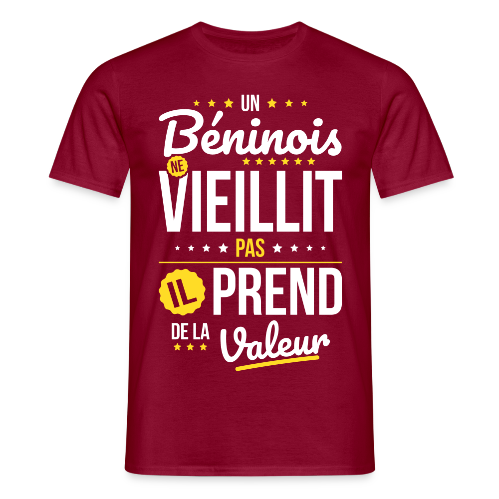 T-shirt Homme - Un Béninois ne vieillit pas - rouge brique