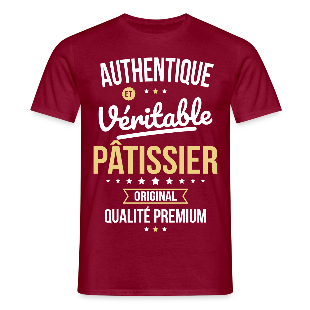 T-shirt Homme - Authentique et véritable Pâtissier - rouge brique