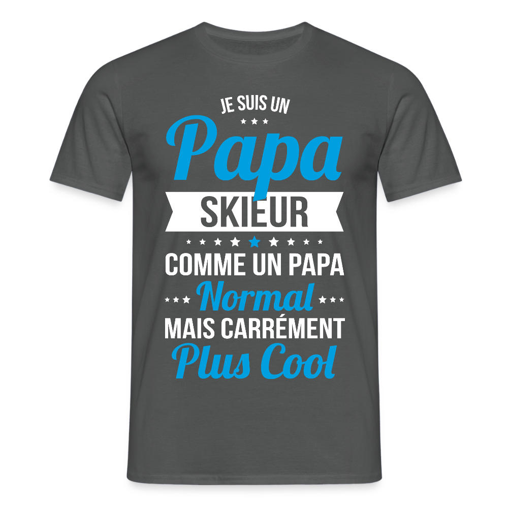 T-shirt Homme - Papa skieur plus cool - charbon